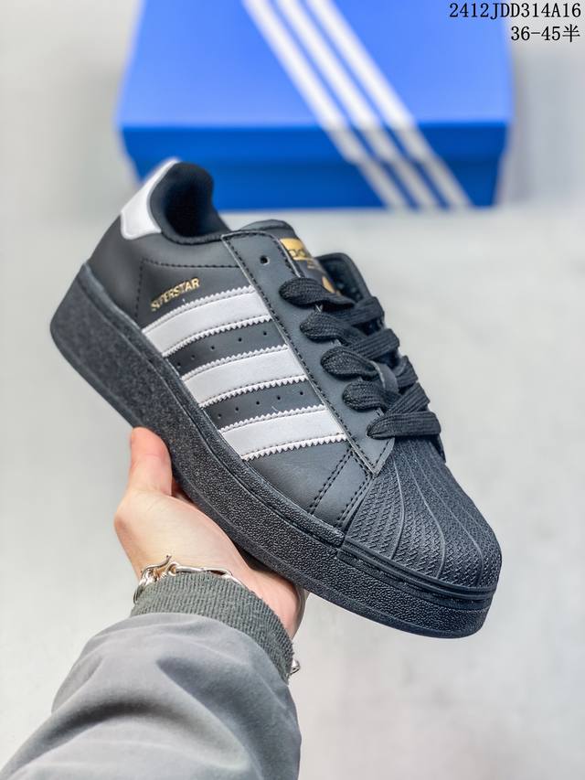 真标adidas Originals Superstar Xlg 贝壳头系列低帮厚底松糕经典百搭休闲运动板鞋 货号:If9995 尺码:36 36.5 37 3