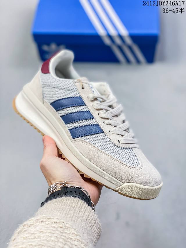 Adidas Originals Sl 72 Rtn 舒适 防滑耐磨 低帮 生活休闲鞋 女款 米蓝色 尺码：36-45半 编码：12Jdy346A17