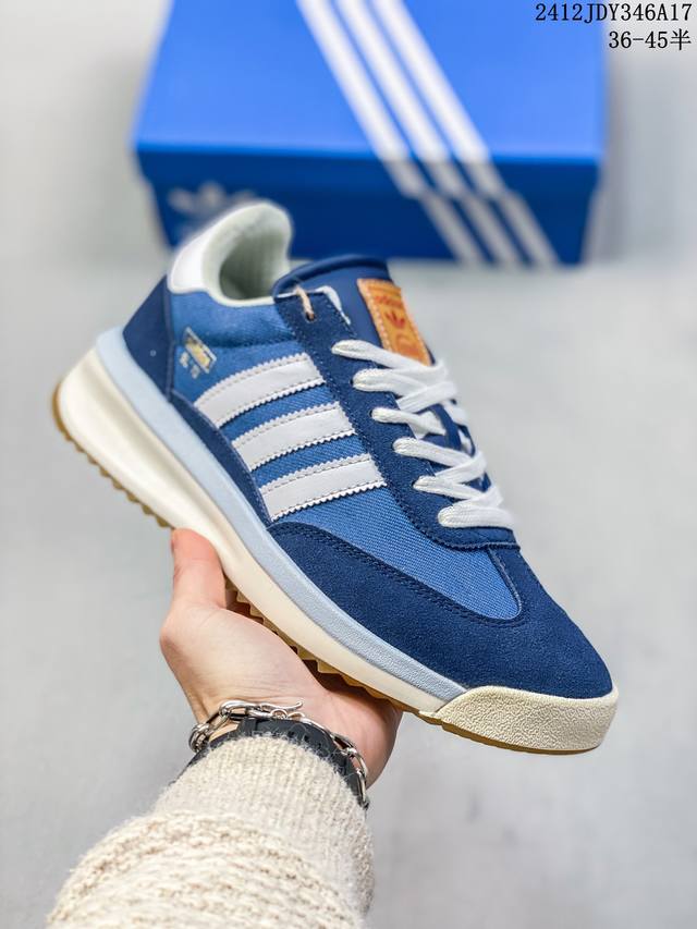 Adidas Originals Sl 72 Rtn 舒适 防滑耐磨 低帮 生活休闲鞋 女款 米蓝色 尺码：36-45半 编码：12Jdy346A17