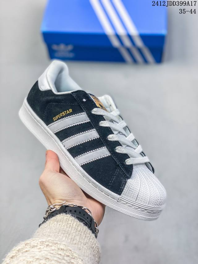 阿迪达斯adidas Originals Superstar 贝壳头经典百搭休闲运动板鞋 高密度eva发泡软缓震中底拉帮工艺 尺码：35-44半 编码：12J