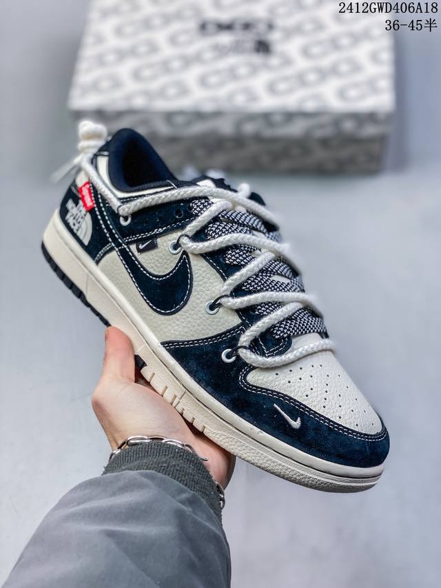 海外爆款限量发售！公司级 Nike Sb Dunk Low“北面xsupreme系列 绑带黑白黑勾” 周年高端定制 低帮休闲板鞋 定制鞋盒 大厂纯原品质出货 超