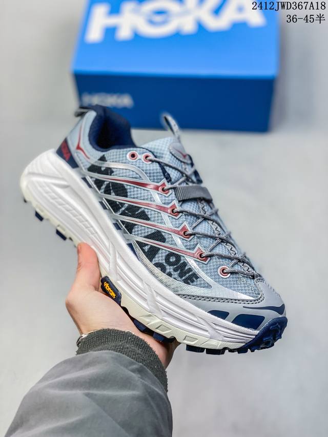 Hoka One One Mafate Three 2舒适低帮跑步鞋，Hoka的户外鞋型已经做到了极致，对于初代鞋款衍生出的新一代鞋型，不觉得和moncler联