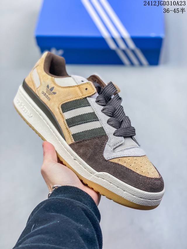 阿迪达斯forum板鞋系列阿迪84款 棕色小麦id0989 阿迪达斯adidas Originals Forum Low Cl 复古耐磨防滑轻便低帮板鞋 男女鞋