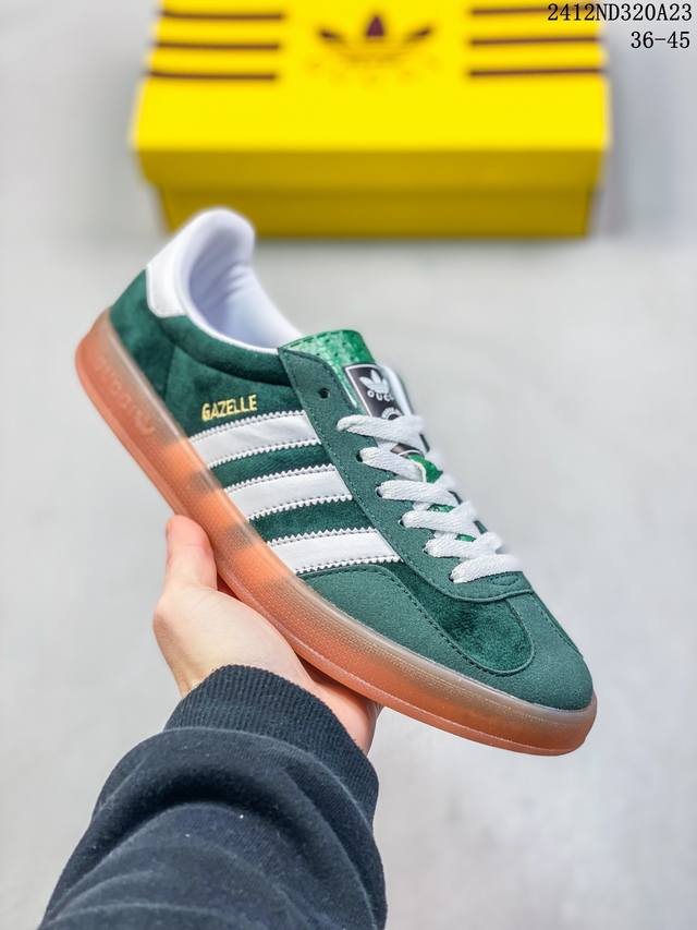 阿迪达斯 Adidas Originals X Gucci Gazelle 阿迪古驰联名经典休闲板鞋 复古男女运动鞋，融汇两个品牌丰富且历史悠久的典藏元素, A