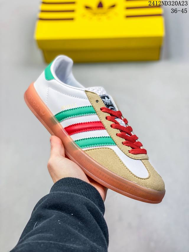 阿迪达斯 Adidas Originals X Gucci Gazelle 阿迪古驰联名经典休闲板鞋 复古男女运动鞋，融汇两个品牌丰富且历史悠久的典藏元素, A