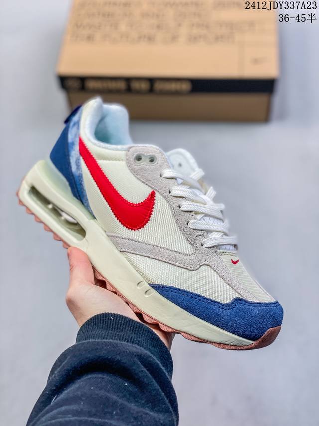 真标耐克nk Air Max Dawn 黎明系列低帮气垫百搭休闲运动慢跑鞋 采用柔软翻毛皮和透气梭织材料打造利落鞋面 中底和鞋跟融入现代感线条设计 兼具复古风格