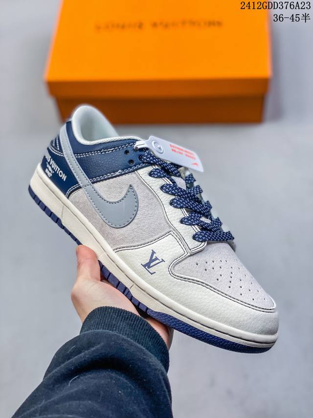 海外爆款限量发售！公司级 Nike Sb Dunk Low“Lv联名 米白红蓝双拼” 周年高端定制 低帮休闲板鞋 定制鞋盒 大厂纯原品质出货 超高清洁度 皮料切