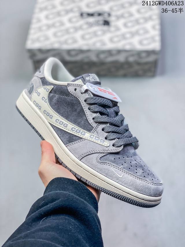 海外爆款限量发售！公司级 Travis Scott X Fragment Design X Jordan Air Jordan 1 Low Og Sp “北面联