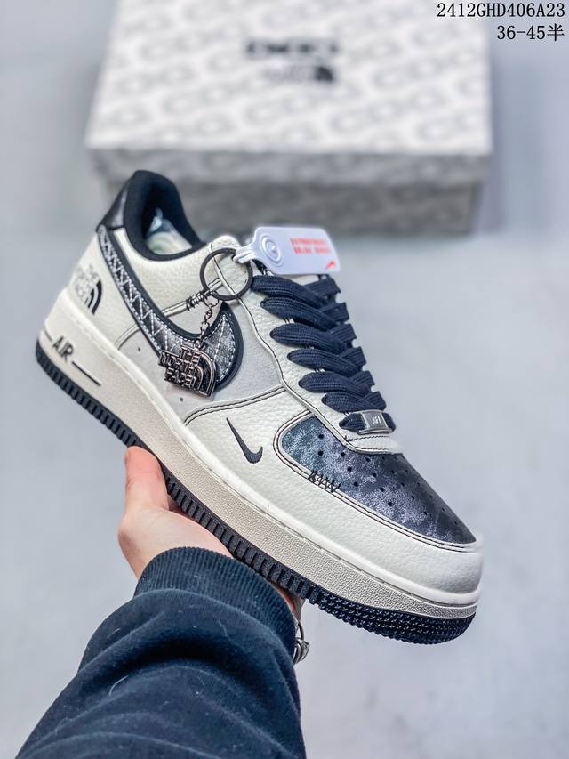 海外限量发售！公司级nike Air Force 1 '07 Low “北面联名--米白灰勾灰底”空军一号 低帮 运动鞋 休闲鞋 折边针车 工艺难度大 原楦头原