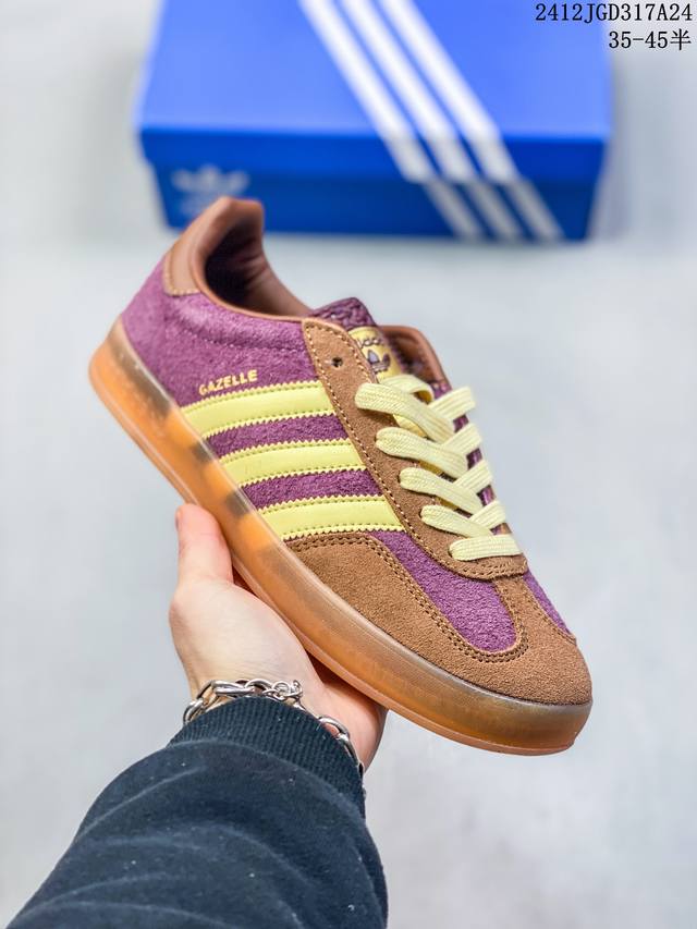 Adidas Originals Gazelle 舒适百搭防滑耐磨低帮 板鞋 男款 棕黄色 12Jgd317A24