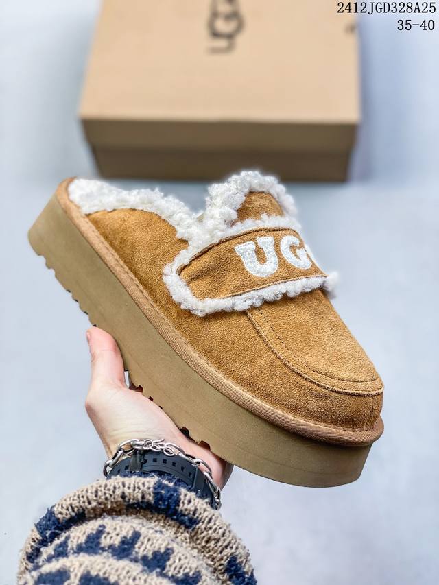 Ugg 棉拖 雪地靴 防水 俏皮可爱的百变造型， 美国轻奢品牌ugg 平底系列冬季雪地休闲保暖家居包头棉拖鞋。官方同步包装 检验标 材料采用原厂防污防水皮料 防