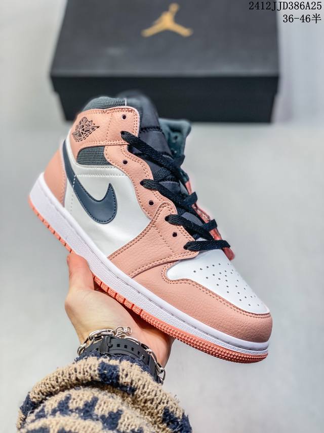 耐克 Nike Air Jordan 1 Mid 女子篮球鞋时尚轻盈板鞋aj1乔1运动鞋 乔丹一代 高帮复古休闲篮球鞋 。Air Jordan 1 Mid 搭载