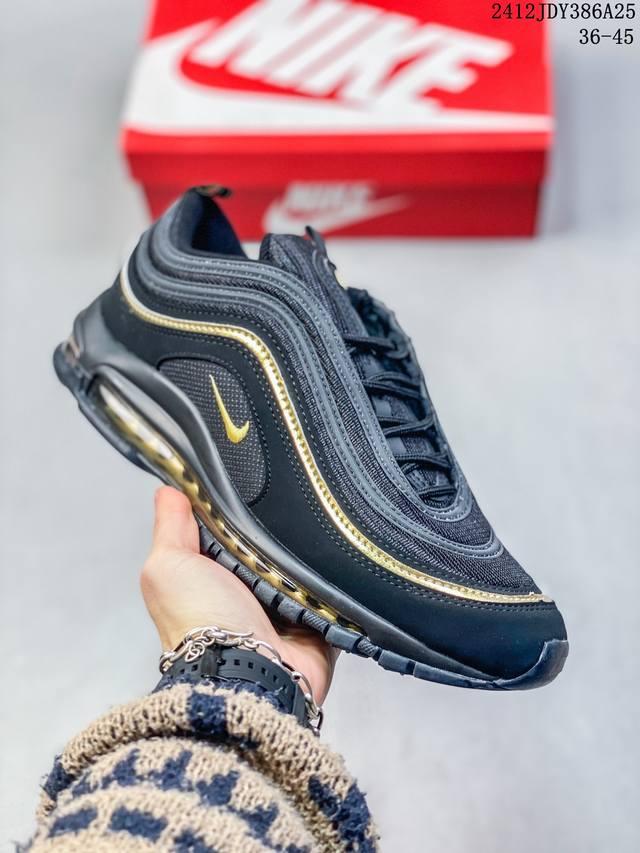 36-45 Nike Air Max 97 耐克 低帮 黑白 97子弹气垫低邦运动鞋 Air Max '97运动跑鞋以流线型鞋身和卓越科技为热爱运动的你造就全方