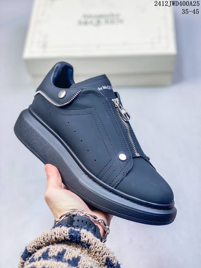 公司级意大利高奢品牌alexander Mcqueen亚历山大 麦昆 Sole Leather Sneakers低帮时装厚底休闲运动小白鞋 Id:12Jwd40