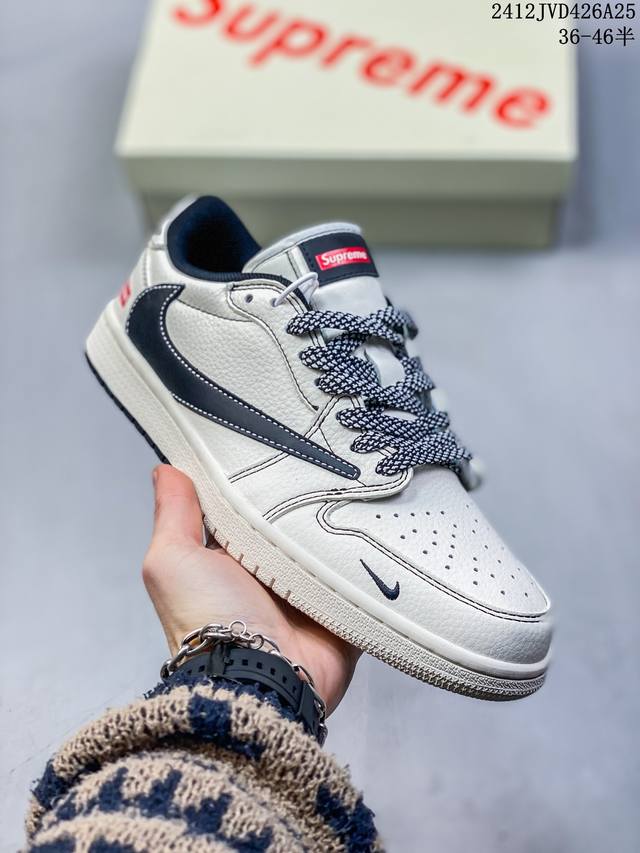 Travis Scott X Fragment Design X Jordan Air Jordan 1 Low Og Sp Supreme联名 “深蓝勾” 多