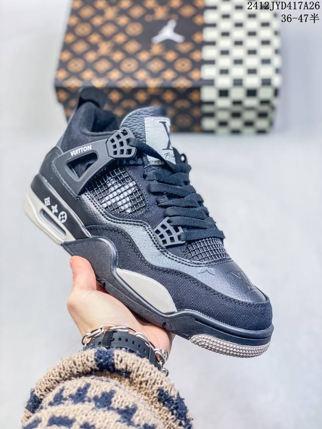 Vuitton X Air Jordan 4 Retro 路易威登 Lv 联名 Aj4 乔丹4代 Aj4 乔4 Lv 联名 乔丹篮球鞋系列 整鞋采用皮革材料打造