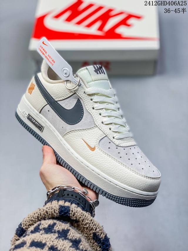 海外限量发售！公司级nike Air Force 1 '07 Low “Supreme联名--灰勾红小标”空军一号 低帮 运动鞋 休闲鞋 折边针车 工艺难度大