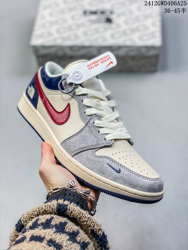 海外爆款限量发售！公司级 Nike Jordan Air Jordan 1“斯图西 灰蛇” 高端定制 低帮 复古 减震 防滑 耐磨 篮球鞋 定制鞋盒 大厂纯原品