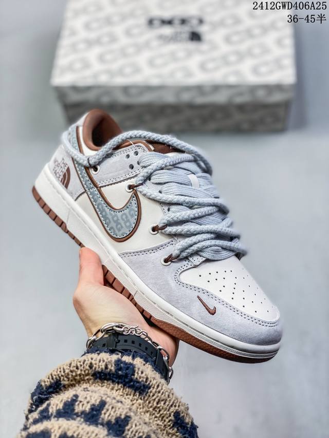 海外爆款限量发售！公司级 Nike Sb Dunk Low“ 北面联名 米灰红标” 周年高端定制 低帮休闲板鞋 定制鞋盒 大厂纯原品质出货 超高清洁度 皮料切割