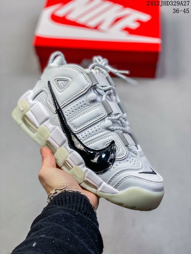 耐克 Nike Air More Uptempo '96 皮蓬全掌气垫男女子运动鞋厚底增高缓震慢跑鞋。续写 20 世纪 80 年代和 90 年代篮球运动飞速发展