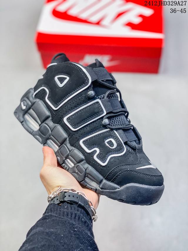 耐克 Nike Air More Uptempo '96 皮蓬全掌气垫男女子运动鞋厚底增高缓震慢跑鞋。续写 20 世纪 80 年代和 90 年代篮球运动飞速发展