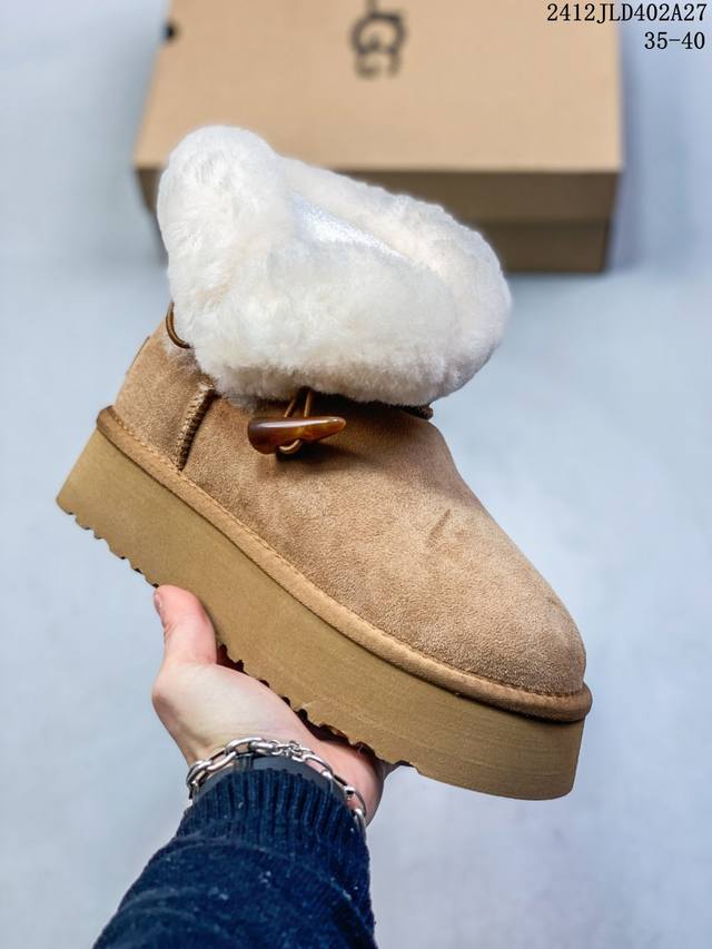 Ugg Dakota Che 冬季款加绒保暖高帮雪地靴 牛角扣 牛皮材质 皮毛一体 Size:35-40码 #12Jld402A27