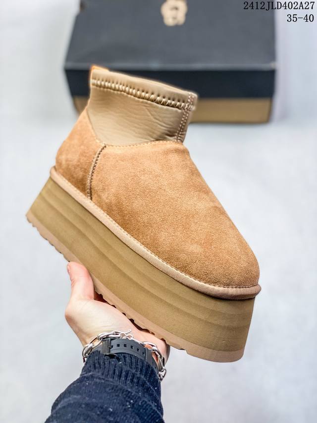 Ugg W 1168 Classic Novelty 冬季加绒保暖厚底高帮雪地靴 增高鞋 防滑舒适皮毛一体短靴 公司级 Size:36-41码 #12Jld40