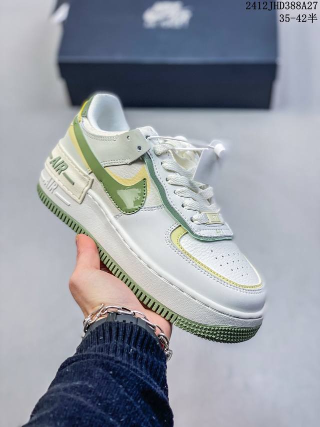 公司级耐克nike Wmns Air Force 1 Shadow全新少女系解构主义设计 马卡龙空军一号轻量增高低帮百搭板鞋 为经典设计注入玩味元素 分层结构、