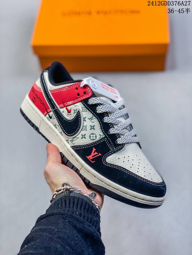 海外爆款限量发售！公司级 Nike Sb Dunk Low“Lv联名 彼岸花白黑红” 周年高端定制 低帮休闲板鞋 定制鞋盒 大厂纯原品质出货 超高清洁度 皮料切