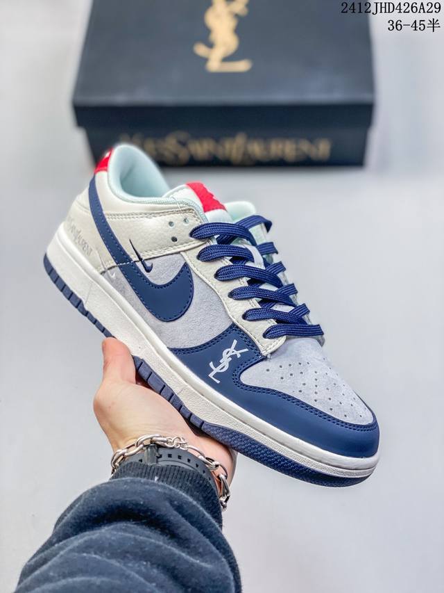 Nike Sb Dunk Low 圣罗兰联名深蓝三钩 性价比天花板 尝鲜先行版 原装头层材料 独家版型蒸餾加工 帶來的是更好的视觉和脚感体验 大厂纯原品质出货