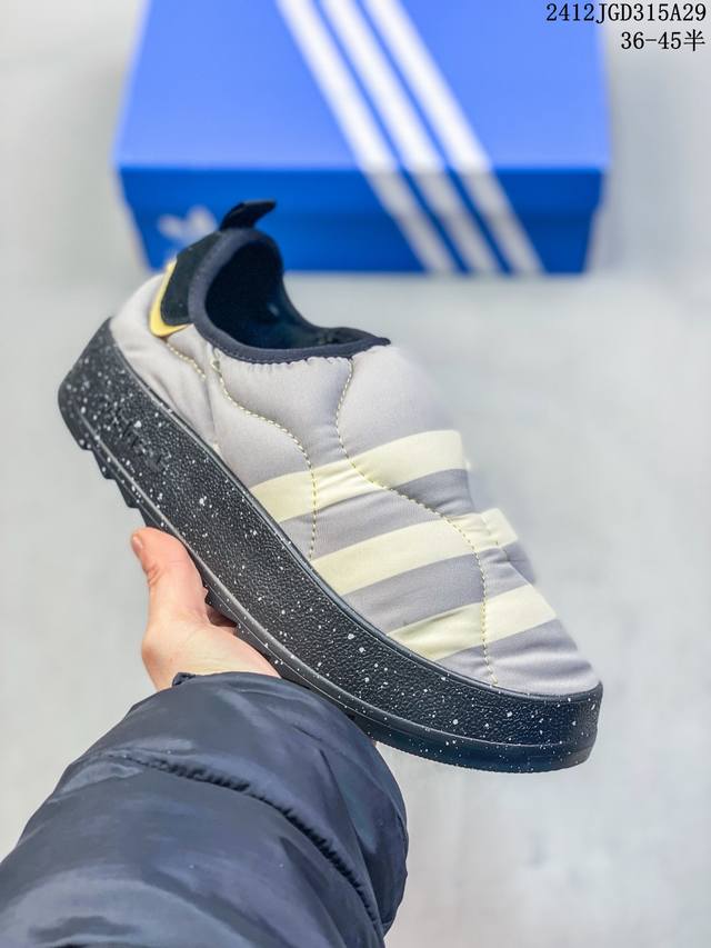 Adidas Originals Samba Home Black White 桑巴居家系列室内外秋冬一脚蹬保暖休闲面包棉鞋 12Jgd315A29