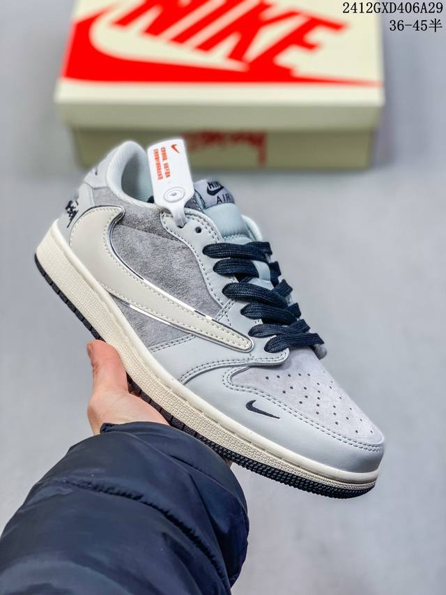 Travis Scott X Fragment Design X Jordan Air Jordan 1 Low Og Sp “斯图西联名 夏蝉灰” 多方联名合