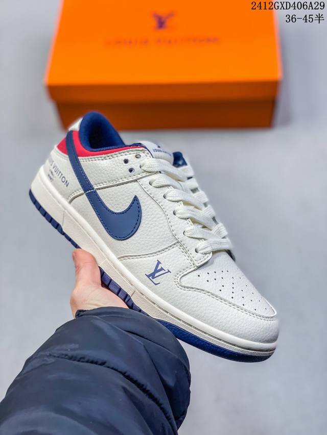 Nike Sb Dunk Low“ Lv联名 蓝红” 周年高端定制 低帮休闲板鞋 定制鞋盒 大厂纯原品质出货 超高清洁度 皮料切割干净无任何毛边 细节完美 货号