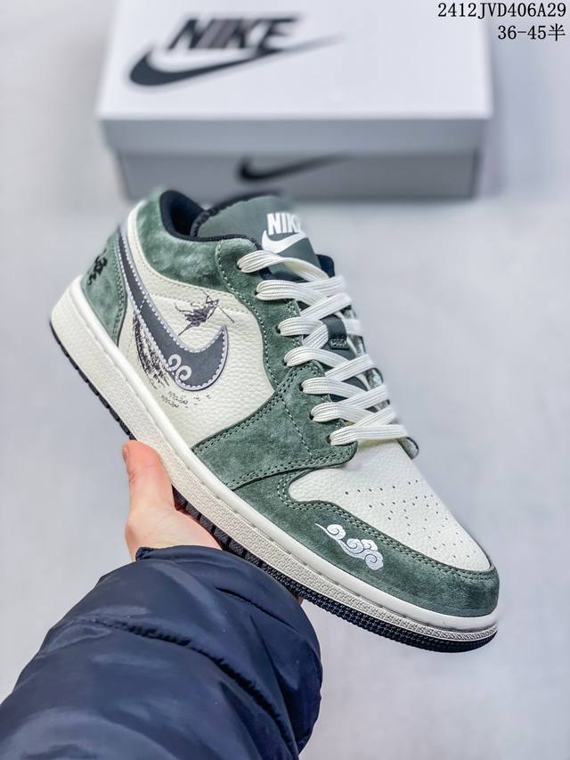 海外爆款限量发售！公司级 Nike Jordan Air Jordan 1“悟空” 高端定制 低帮 复古 减震 防滑 耐磨 篮球鞋 定制鞋盒 大厂纯原品质出货