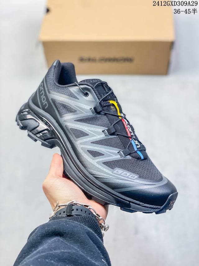 公司级salomon Xa Pro Xt-6 Gtx萨洛蒙户外越野跑鞋 鞋面采用sensifit贴合技术 全方位贴合包裹脚型 鞋跟部鞋底牵引设计 提供强大的抓地