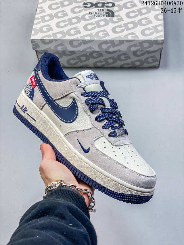 海外限量发售！公司级nike Air Force 1 '07 Low “Supreme联名--米白双色底”空军一号 低帮 运动鞋 休闲鞋 折边针车 工艺难度大