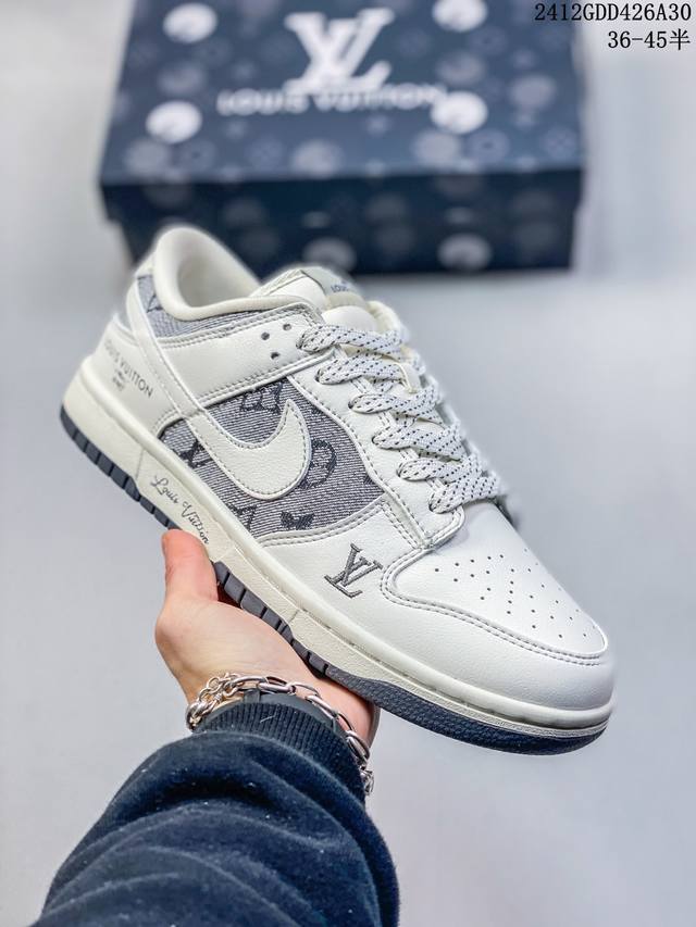 Nk Sb Dunk Low Lv联名米白黑布 3M反光鞋带 周年高端定制 低帮休闲板鞋 #高端定制鞋盒 大厂纯原品质出货 超高清洁度 皮料切割干净无任何毛边