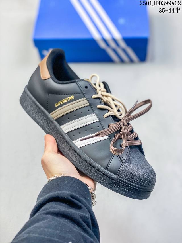 阿迪达斯adidas Originals Superstar 贝壳头经典百搭休闲运动板鞋 高密度eva发泡软缓震中底拉帮工艺35-44带半码 01J 399A0