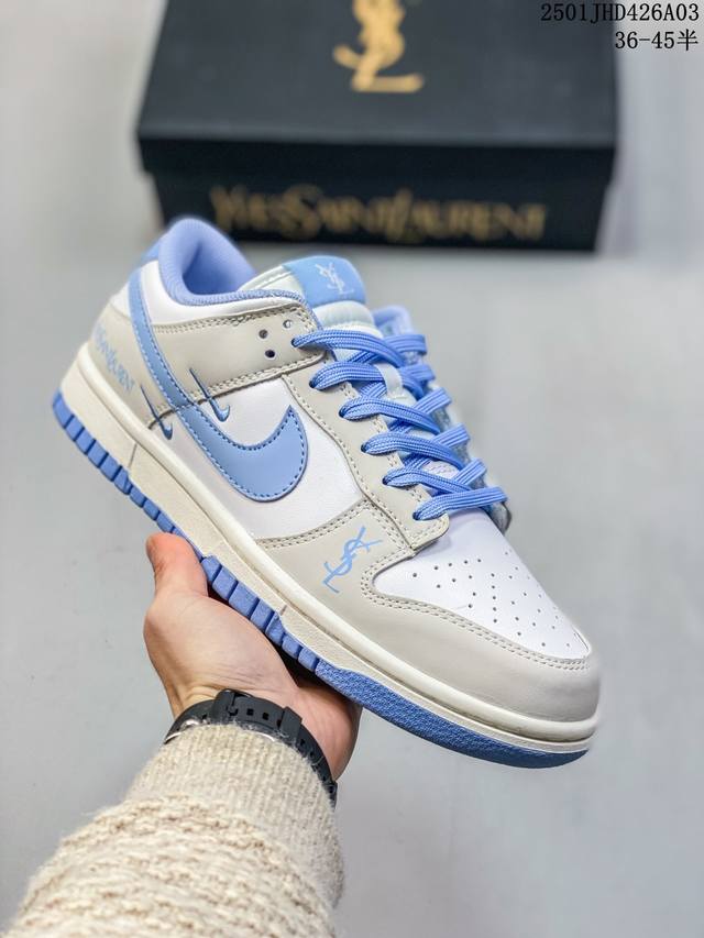 年终工厂清仓福利特价 公司级头层皮 Nike Sb Dunk Low“圣罗兰联名” 周年高端定制 低帮休闲板鞋 定制鞋盒 大厂纯原出品 超高清洁度 皮料切割干净