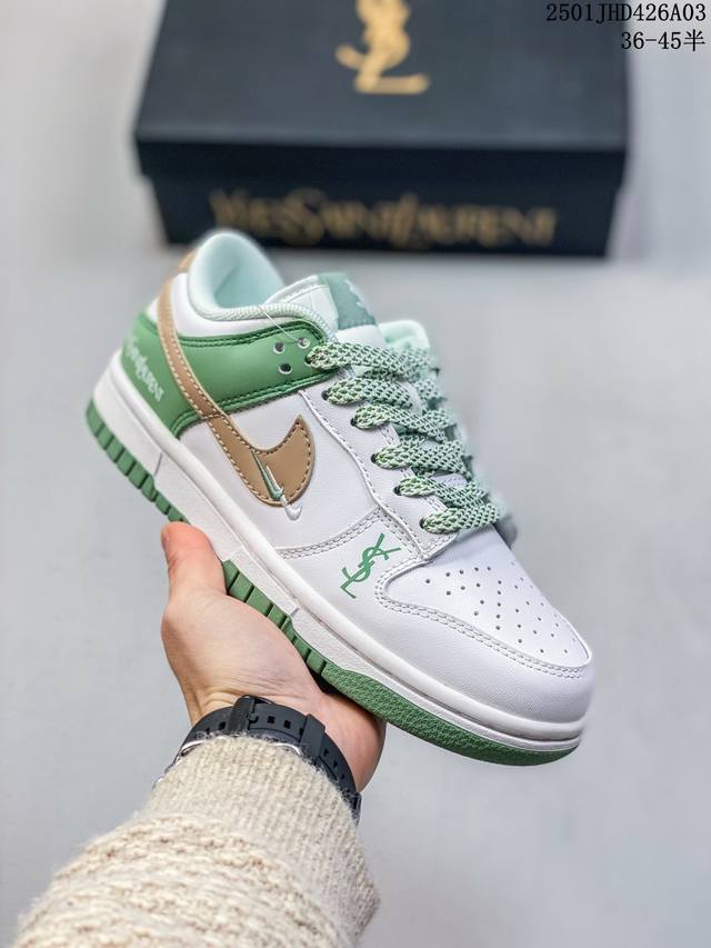 年终工厂清仓福利特价 公司级头层皮 Nike Sb Dunk Low“圣罗兰联名” 周年高端定制 低帮休闲板鞋 定制鞋盒 大厂纯原出品 超高清洁度 皮料切割干净