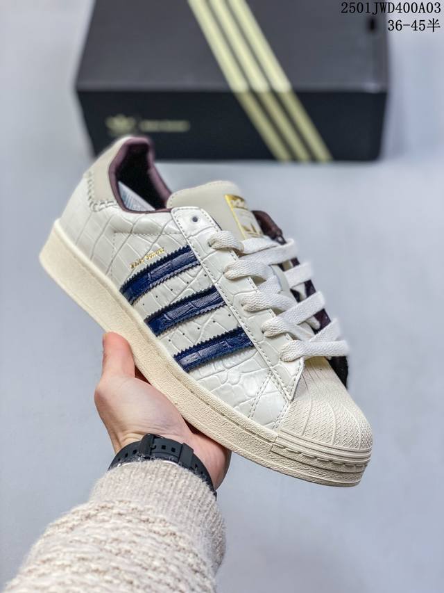 阿迪达斯adidas三叶草 Originals Superstar贝壳头系列低帮经典百搭休闲运动板鞋 尺码：35.5 36 36 37 38 38 39 40