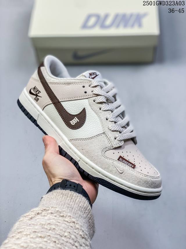 海外爆款限量发售！公司级 Nike Sb Dunk Low“巴宝莉联名 贴布棕勾” 周年高端定制 低帮休闲板鞋 定制鞋盒 大厂纯原品质出货 超高清洁度 皮料切割