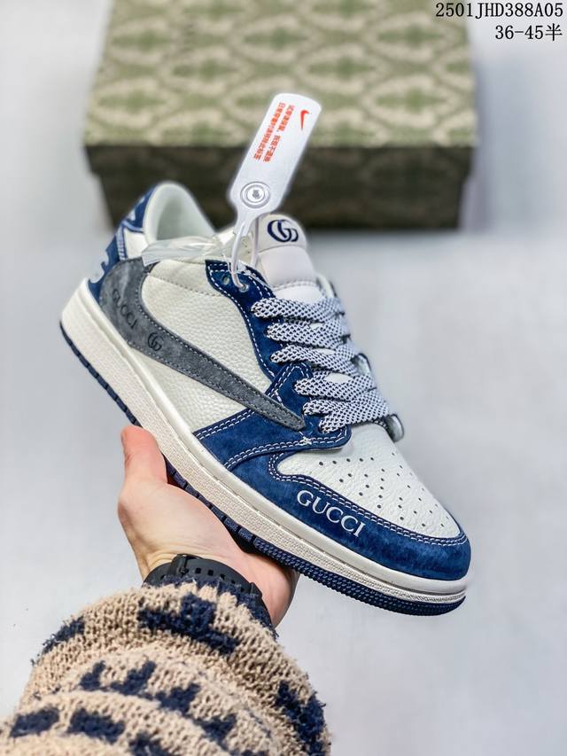 公司级 Travis Scott X Fragment Design X Jordan Air Jordan 1 Low Og Sp “古驰联名 白青玉” 多方