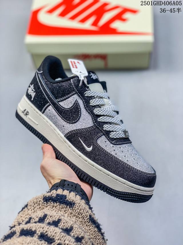 海外限量发售！公司级nike Air Force 1 '07 Low “斯图西 简约灰”空军一号 低帮 运动鞋 休闲鞋 折边针车 工艺难度大 原楦头原纸板 原装