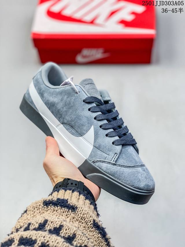 Nike Blazer City Low耐克女鞋冬季黑白大钩子男鞋休闲板鞋av2253 尺码：36-45半 01Jjd303A05