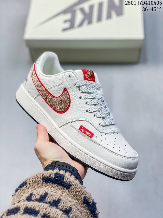 海外爆款简约风格设计，融合 Nike Low Prm 小空军lv联名-闪星黑勾棕白灰配色，低帮百搭透气休闲运动板鞋 . 原数据独家私模大底 纯正版型 清洁度完美