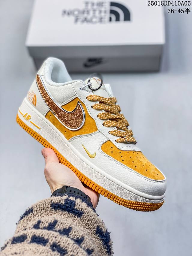 海外限量发售！公司级nike Air Force 1 '07 Low “北面联名--满天星双勾紫白配色”空军一号 低帮 运动鞋 休闲鞋 折边针车 工艺难度大 原