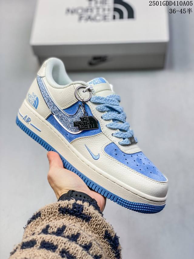 海外限量发售！公司级nike Air Force 1 '07 Low “北面联名--满天星双勾紫白配色”空军一号 低帮 运动鞋 休闲鞋 折边针车 工艺难度大 原