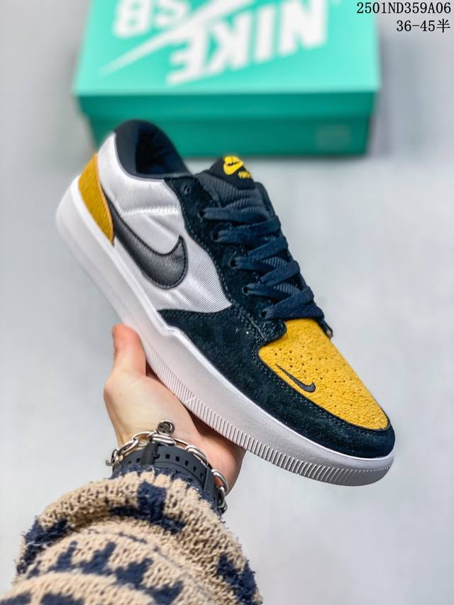 耐克nike Sb Force 58 运动滑板鞋。这是一款将前沿创新带入街头的单品，它具有硫化杯底，具有出色的耐用性和灵活性。使用柔软皮革和帆布拼接，在饰面上放