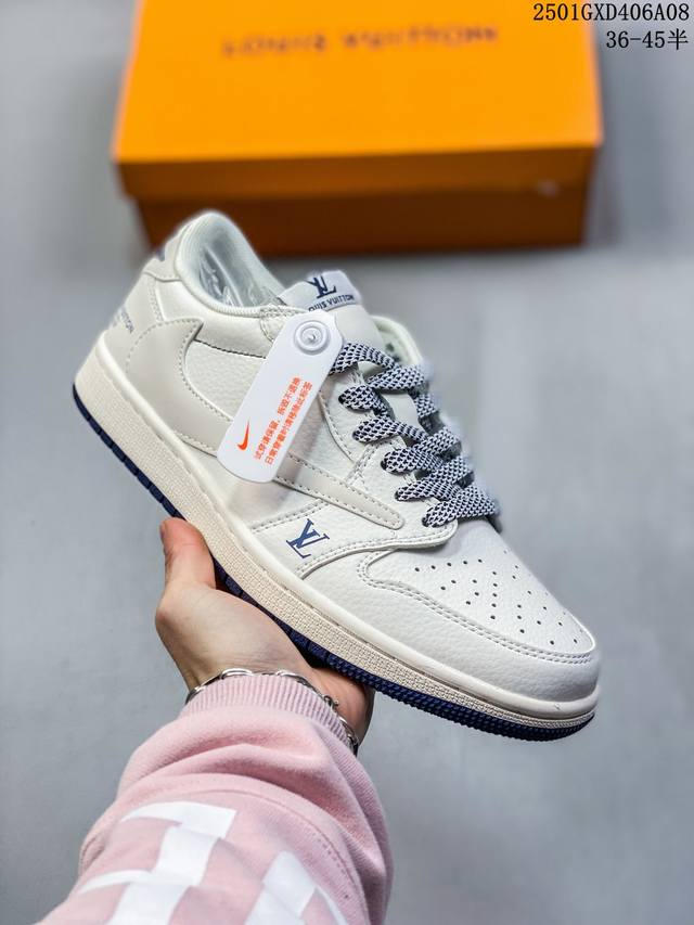 Travis Scott X Fragment Design X Jordan Air Jordan 1 Low Og Sp “Lv联名 灰绿猪八” 多方联名合